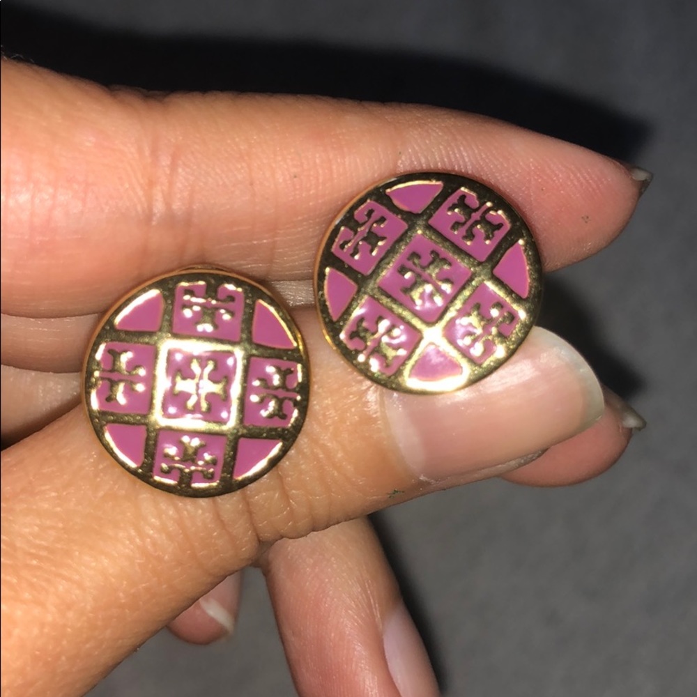 Tory burch studs- Gold/Hot pink